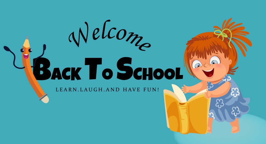 Back to school horizontal banner logo vector image