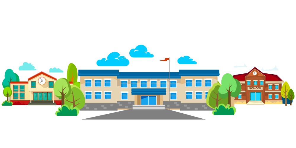 Modern school buildings exterior student city vector image