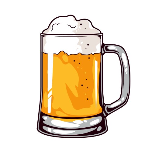 Mug of foamy craft beer on white background vector image