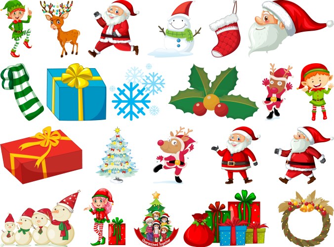 Set santa claus cartoon character vector image