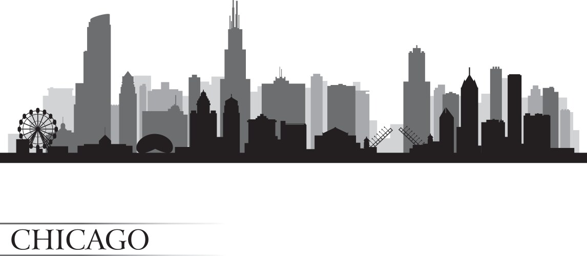 Chicago city skyline detailed silhouette vector image