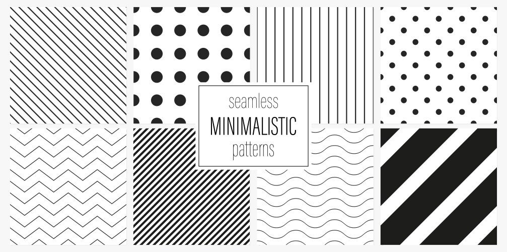 Collection of geometric black and white seamless vector image