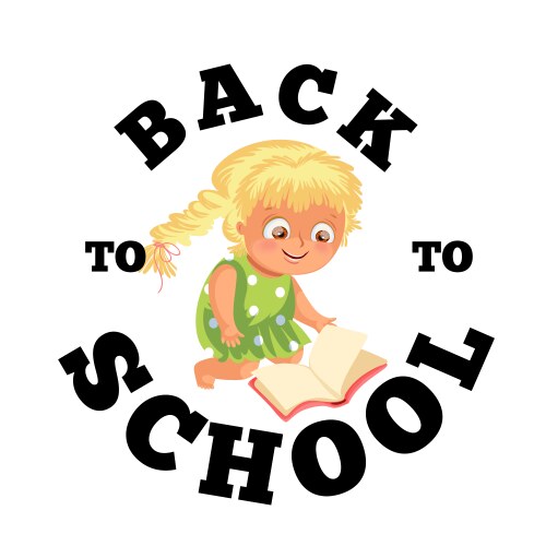 back to school flat poster girl sitting vector image