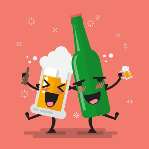 drunk beer glass and bottle character vector image