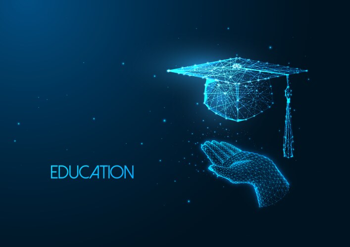 Futuristic education concept with glowing low vector image