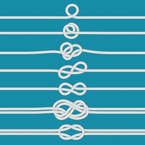 Tying knot nautical tied rope knots marine ropes vector image