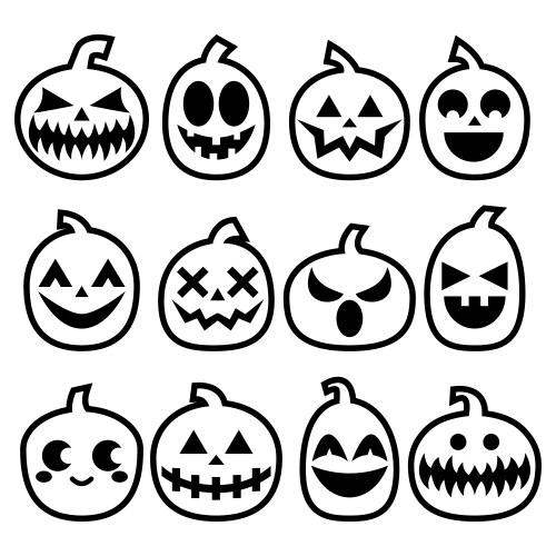 Halloween pumpkins icon set scar vector image