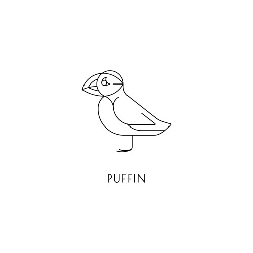 Puffin outline icon vector image