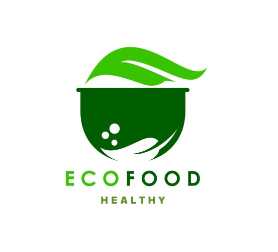 Organic healthy food icon of green leaf and pot vector image