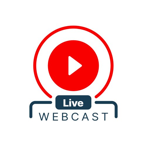 Live webinar or webcast icon with play button vector image