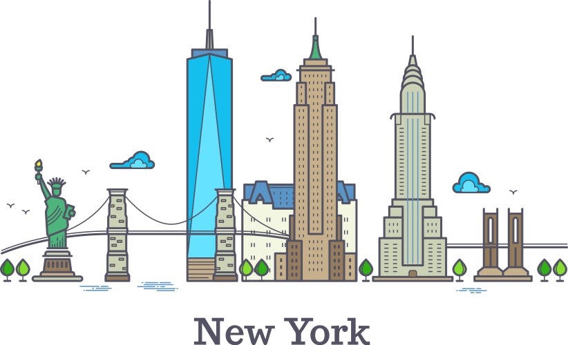 New york line symbol nyc silhouette vector image