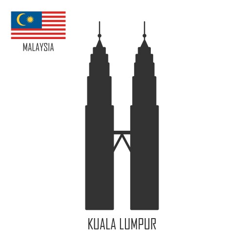 Malaysia landmark petronas towers at kuala lumpur vector image