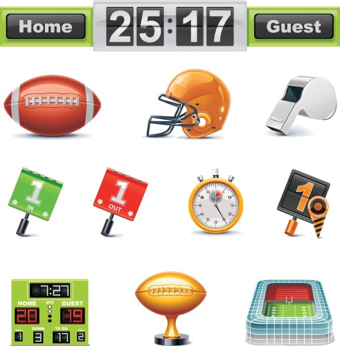 american football icon set vector image