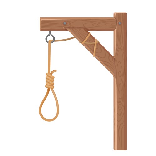 Gallows with rope and noose execution death vector image