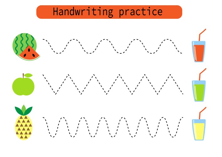 Handwriting practice for kids draw lines vector image