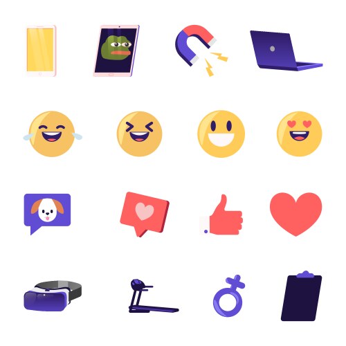 Set social media icons emoji smiles expressing vector image