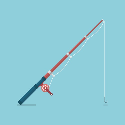 Fishing rod in flat style vector image