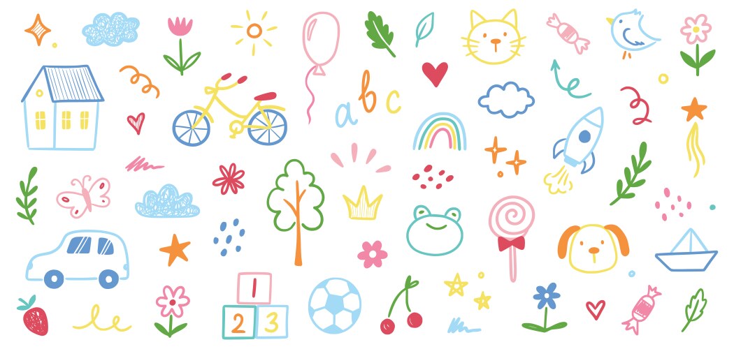 Children school kindergarten doodle set vector image