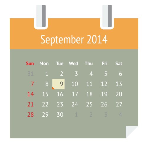 Calendar page for september 2014 vector image