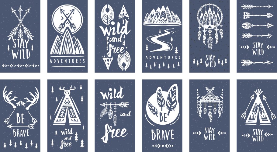 outdoor wanderlust and adventure cards vector image