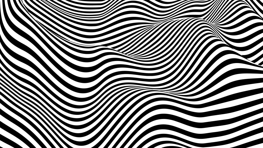 Optical illusion op art wavy background with black vector image