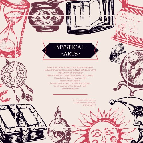 mystical arts - color vintage postcard vector image