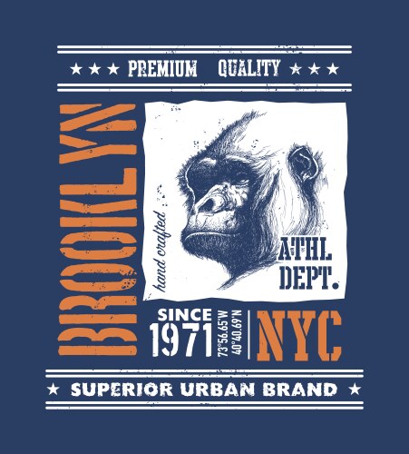 vintage urban typography with gorilla head vector image