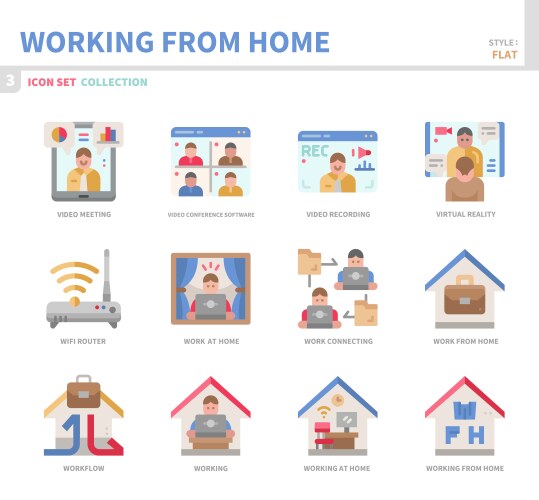 work from home icon set vector image