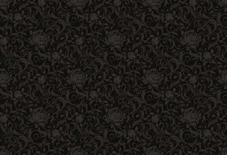 Black floral seamless pattern vector image