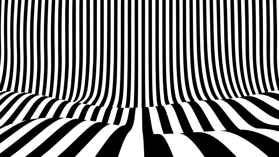 Optical illusion op art wavy background with black vector image