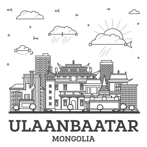 outline ulaanbaatar mongolia city skyline vector image