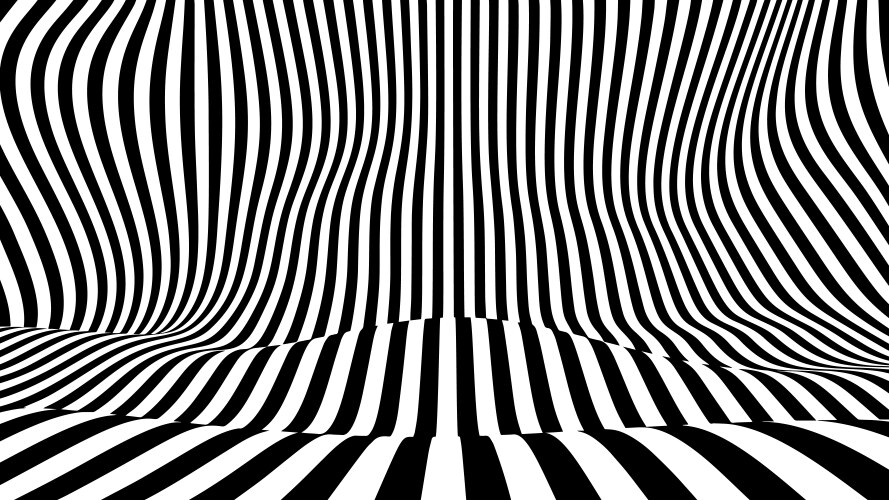 Optical illusion op art wavy background with black vector image