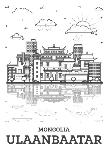 Outline ulaanbaatar mongolia city skyline vector image