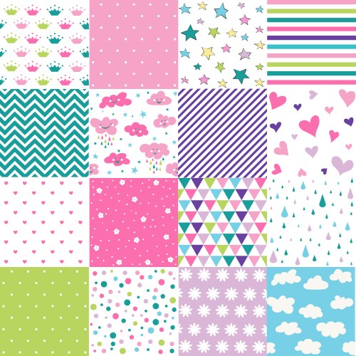 Cute baby background seamless patterns vector image