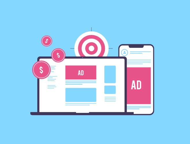 Programmatic advertising digital strategy cross vector image