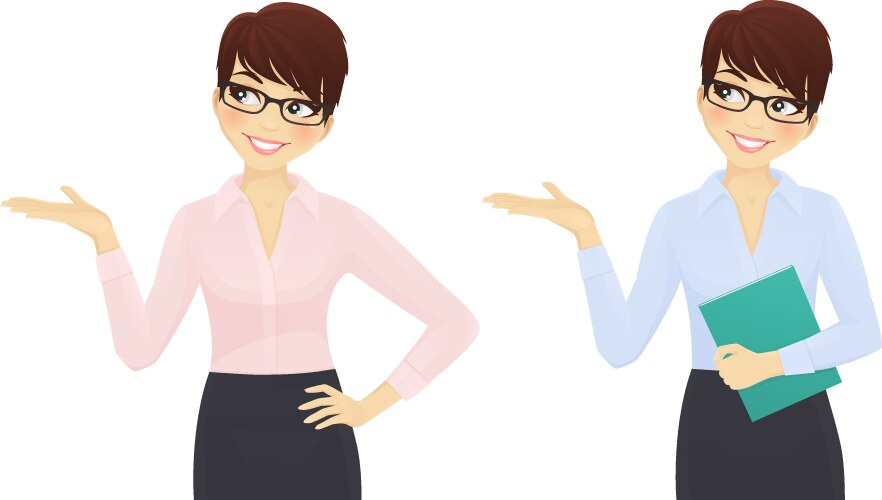 Elegant business woman showing looking up vector image