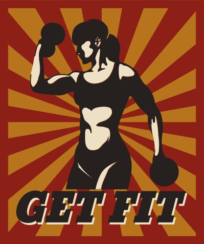 fitness retro poster vector image