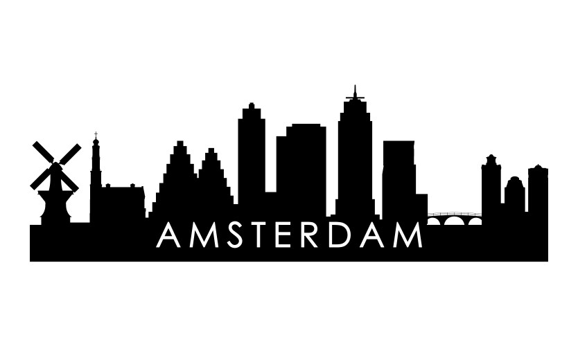 Amsterdam skyline silhouette black city vector image