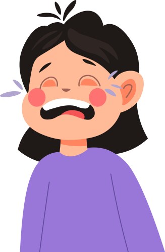 Laughing girl child funny kid with tears of joy vector image