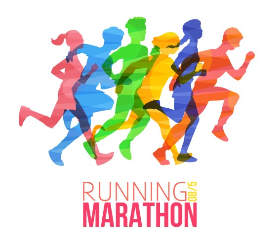 Running marathon poster with colorful runner vector image