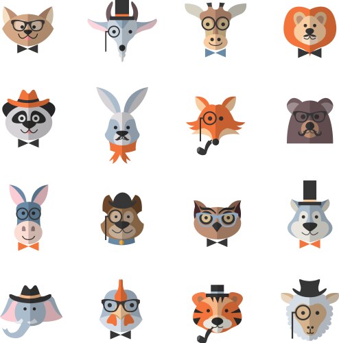 animal hipster set vector image