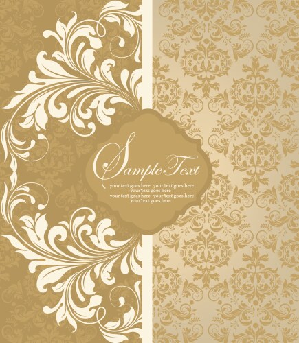 Floral damask invitation card vector image