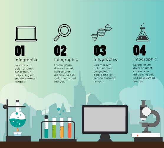 Chemistry bulb infographic for science concept vector image