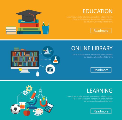 Flat design concept for education online library vector image