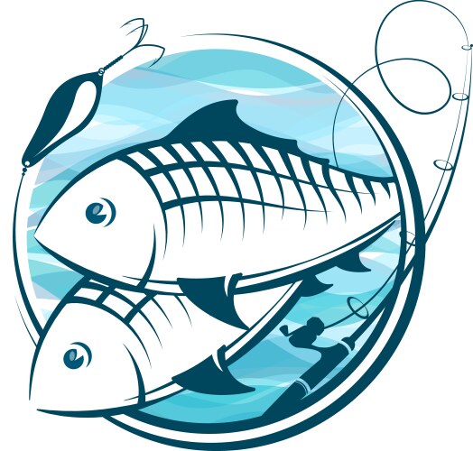 fish and fishing rod symbol vector image