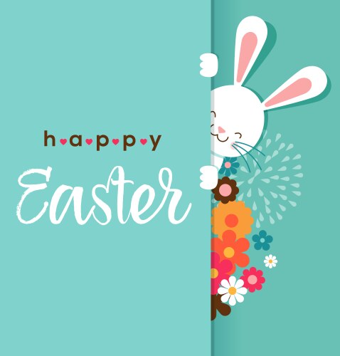 Colorful happy easter greeting card with rabbit vector image