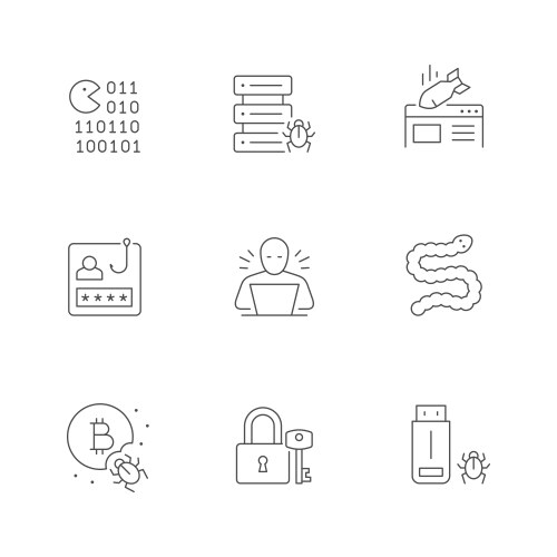 Set line icons of hacking vector image