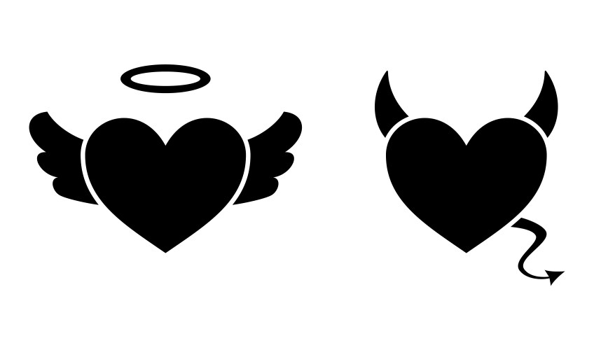 Heart with devil horns and a tail vector image