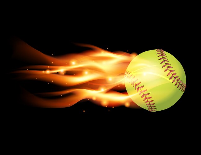 Softball on fire vector image