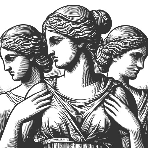 Three graceful women in classical style vector image